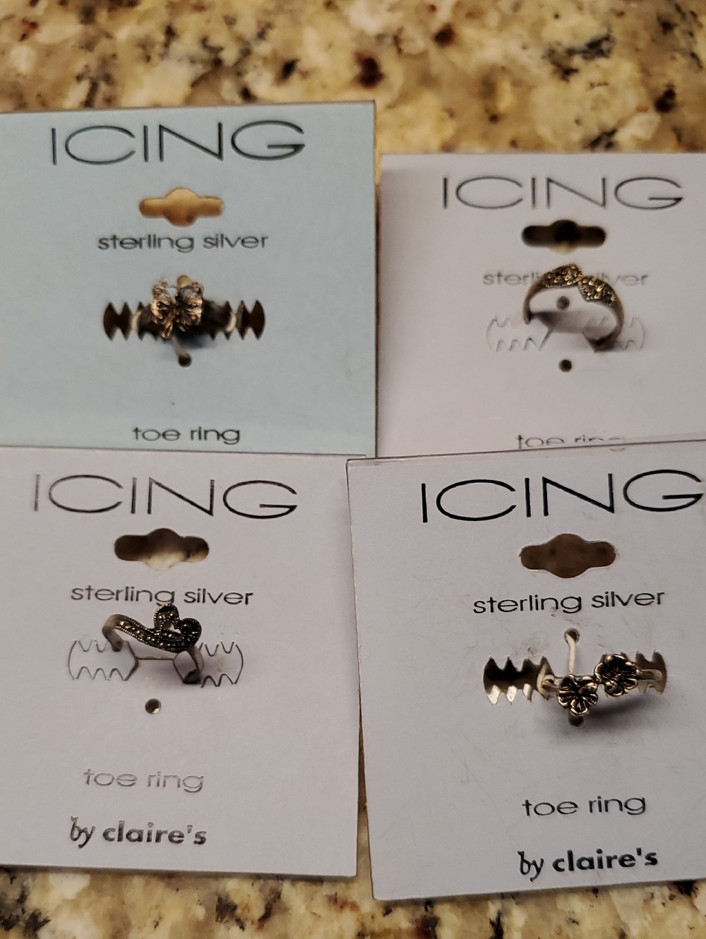 Lot of 4 Icing Sterling Silver Toe Ring Set